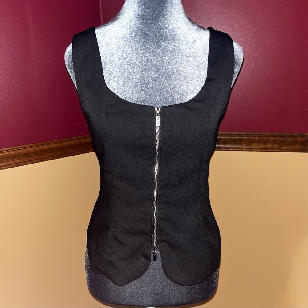 Black Sleeveless Top with Zippered Front